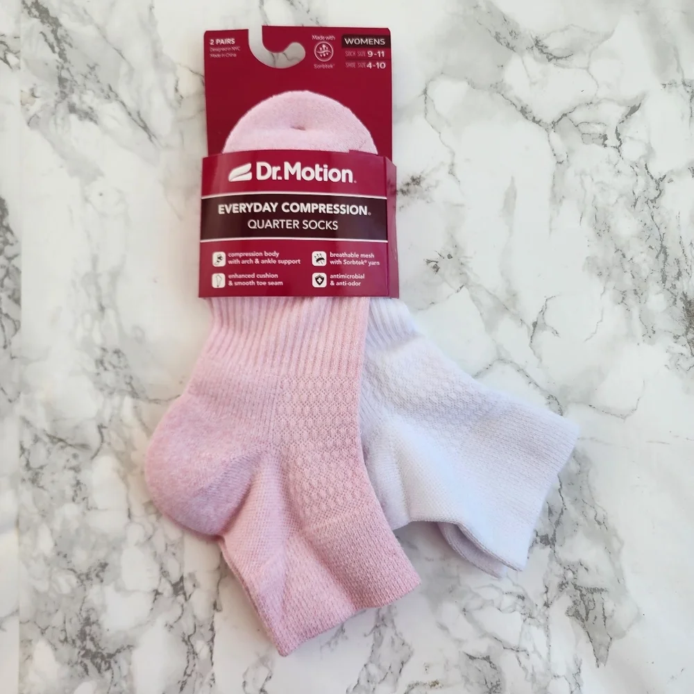 Dr. Motion Compression Socks Quarter Socks 6 Pairs Size Socks 9–11 Shoe 4-10